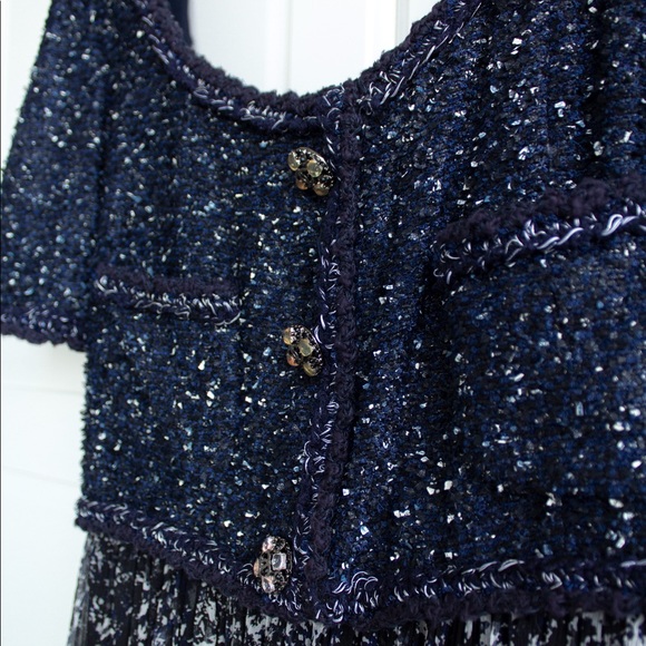 $13600 Chanel S/S 2012 Starry Night Navy Fantasy Tweed Gripoix 12P Maxi Dress - Picture 8 of 15